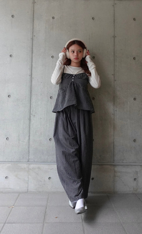 チェックボリュームラフパンツ